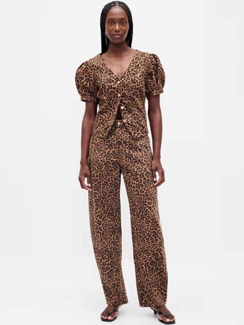 NWOT Gap High Waisted Barrel Leg Jean in Leopard Size 29